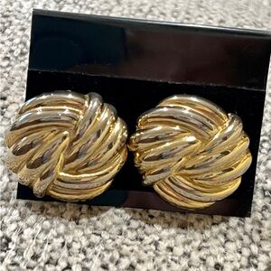 Vintage Chunky Gold Textured Clip-On Statement Earrings